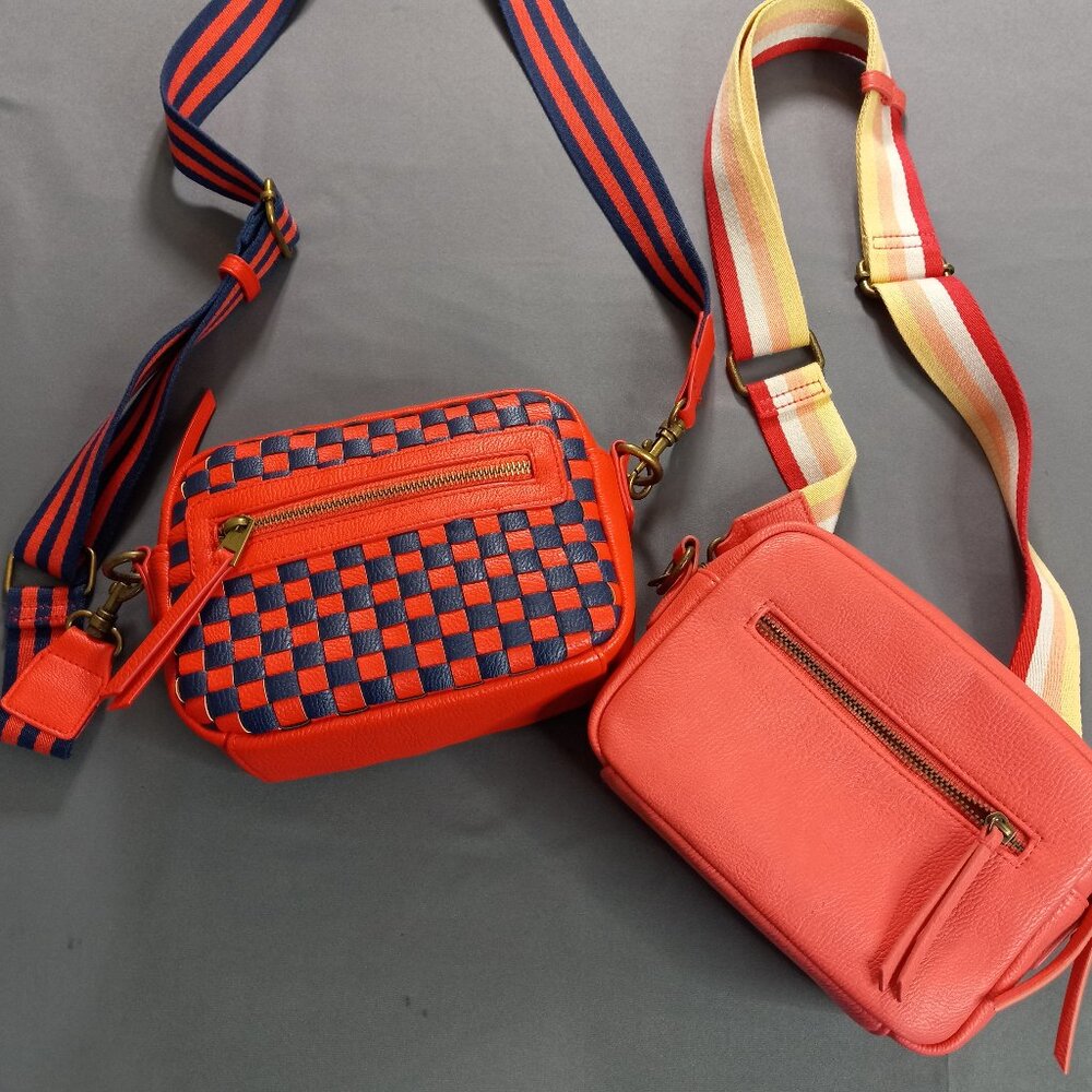 Universal Thread Crossbody‎ Bag Set Orange Checkerboard and Coral Pink 2pc